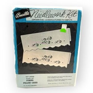 Embroidery Bucilla Creative Needlecraft #2698 Tubing Pillow Cases Kit Floral NOS